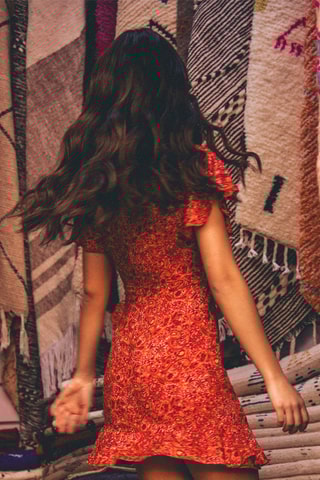 Robe portefeuille courte - Rouge