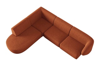 Canapé d'angle gauche Lionel - Terre cuite - 5 places - Tissu chenille