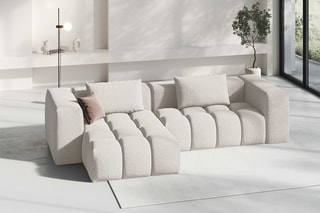Canapé d'angle gauche modulaire Lorella - Beige