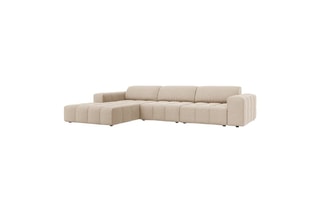 Canapé d'angle gauche Luc - Beige - 4 places - Toucher velours