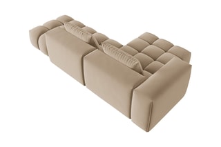 Canapé d'angle gauche modulaire Lorella - Sable - 4 places - Revêtement en velours