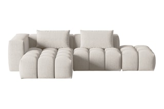 Canapé d'angle gauche modulaire Lorella - Beige - 4 places - Revêtement en tissu structurel