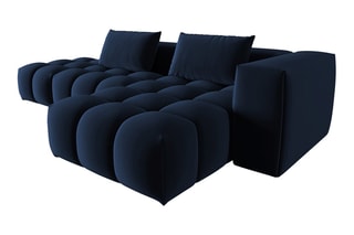 Canapé d'angle droit modulaire Lorella - Bleu roi - 4 places - Revêtement en velours
