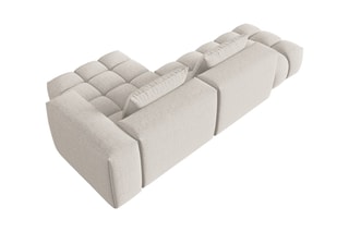 Canapé d'angle droit modulaire Lorella - Beige - 4 places - Revêtement en tissu structurel