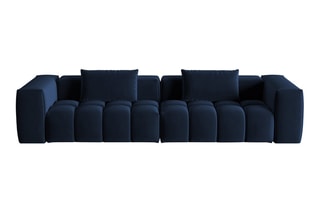 Canapé modulaire Lorella - Bleu roi - 5 places - Revêtement en velours