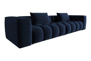 Canapé modulaire Lorella - Bleu roi - 5 places - Revêtement en velours
