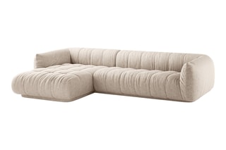 Canapé d'angle gauche modulaire Julia - Beige - 3 places - En tissu structurel