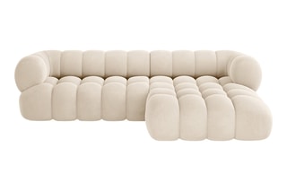 Canapé d’angle droit Maurice - Beige - 3 places - Toucher velours