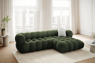 Canapé d’angle droit Maurice - Vert foncé - 3 places - Toucher velours