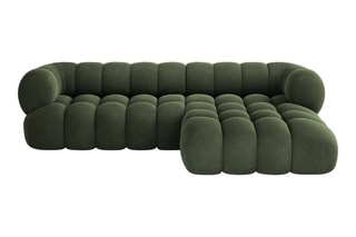 Canapé d’angle droit Maurice - Vert foncé - 3 places - Toucher velours