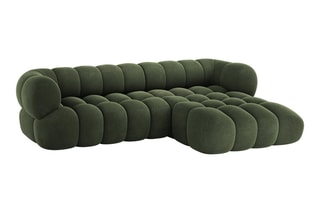 Canapé d’angle droit Maurice - Vert foncé - 3 places - Toucher velours