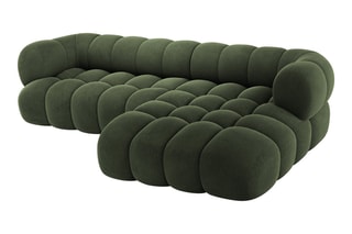 Canapé d’angle droit Maurice - Vert foncé - 3 places - Toucher velours
