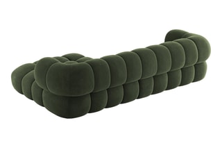 Canapé d’angle droit Maurice - Vert foncé - 3 places - Toucher velours