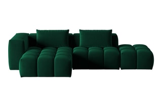 Canapé d'angle gauche modulaire Lorella - Vert bouteille