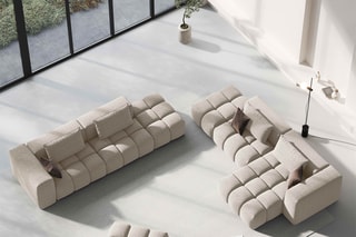 Canapé d'angle droit modulaire Lorella - Sable