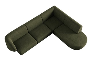 Canapé d’angle droit Lionel - Vert chiné - 5 places - En tissu chenille