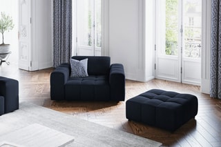 Chauffeuse Luc - Bleu foncé - 1 place - Tissu velours
