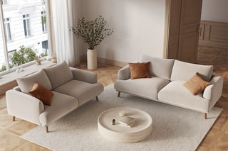 Canapé Margot - Beige - 2 places - En tissu velours