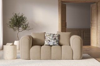 Canapé Elise - Beige - 2 places - En tissu velours
