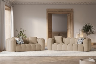 Canapé Elise - Beige - 3 places - En tissu velours