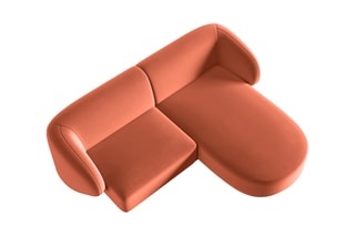Canapé d’angle gauche modulable Lionel - Corail - 3 places - En tissu velours