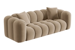 Canapé modulaire Elise - Beige - 4 places - En tissu velours