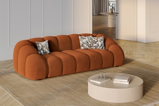 Canapé Lyna - Camel - 4 places - En tissu velours