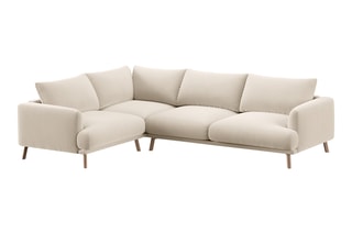 Canapé d’angle gauche Margot - Beige - 6 places - En tissu velours