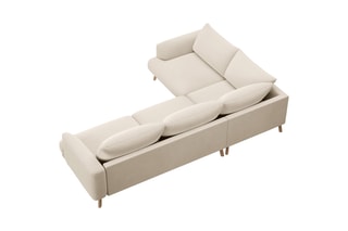 Canapé d’angle gauche Margot - Beige - 6 places - En tissu velours