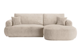 Canapé d’angle droit modulable et convertible Adriana - Beige - 5 places - Tissu structurel 