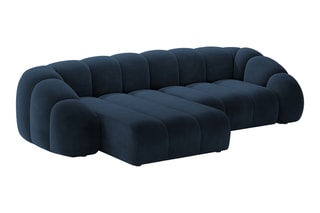 Canapé d'angle gauche Lyna - Bleu roi - 4 places - En tissu velours