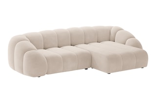 Canapé d’angle droit Lyna - Beige - 4 places - En velours