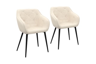 2 cadeirões Julia - Creme e preto - Veludo