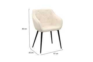 2 cadeirões Julia - Creme e preto - Veludo