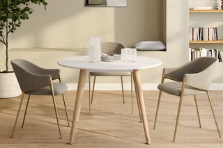 Mesa de jantar Stacy - Branco e natural
