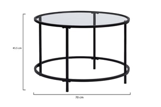 Mesa de centro redonda Siena - Preto e transparente - 70 x 45,5 cm