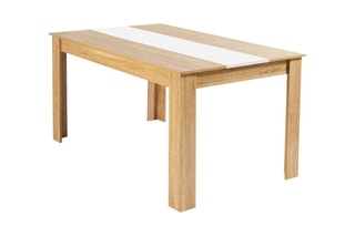Mesa Gloria - Natural e branco - Estrutura em madeira - 140 x 75 x 90 cm