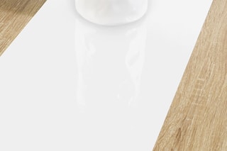 Mesa Gloria - Natural e branco - Estrutura em madeira - 140 x 75 x 90 cm