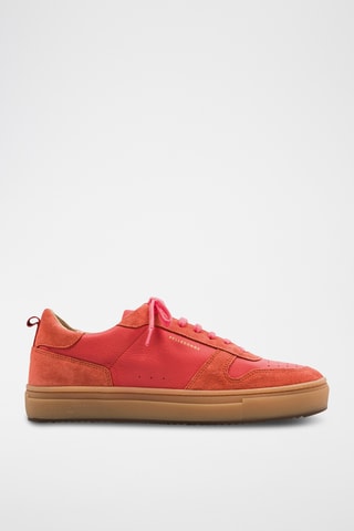 Leren Platform Sneakers - Koraalrood