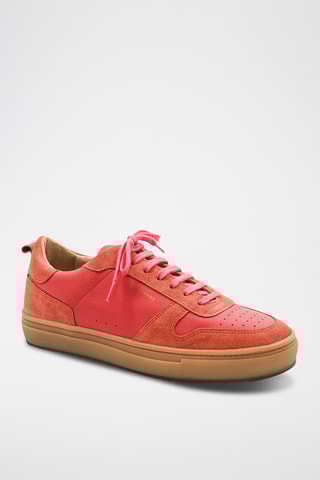 Leren Platform Sneakers - Koraalrood