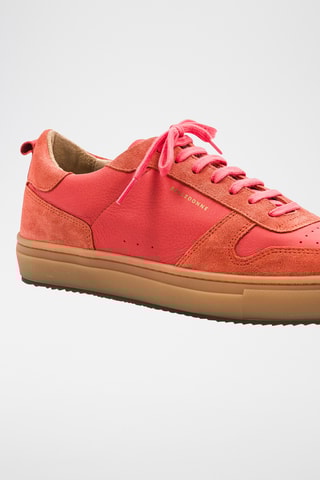 Leren Platform Sneakers - Koraalrood