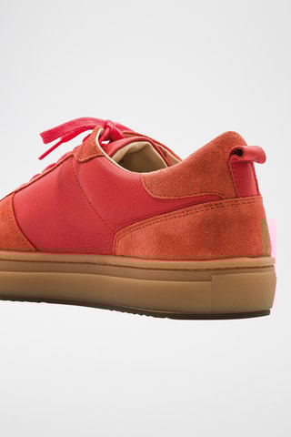 Leren Platform Sneakers - Koraalrood