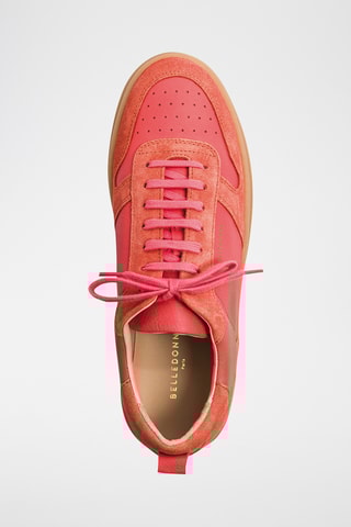 Leren Platform Sneakers - Koraalrood