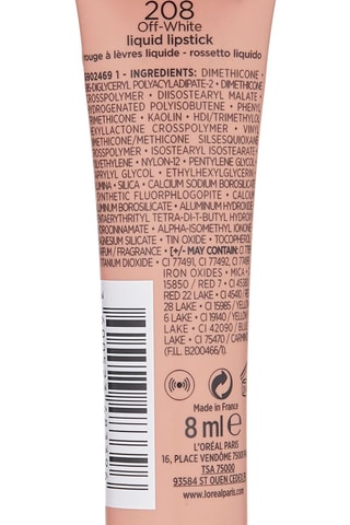 Batom líquido mate Lip Paint Lacquer - N.208 Off-White - 8 ml