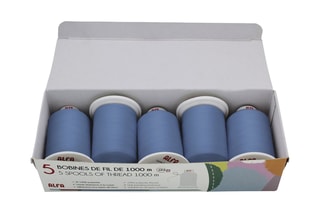5 bobines de fil - 1000 m - Bleu azur