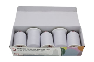 5 bobines de fil - 1000 m - Blanc