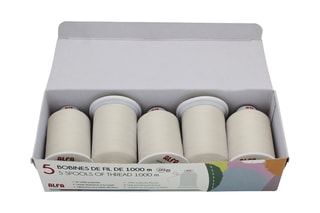 5 bobines de fil - 1000 m - Crème