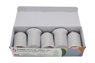 5 bobines de fil - 1000 m - Blanc