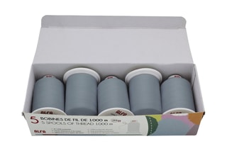 5 bobines de fil - 1000 m - Gris clair