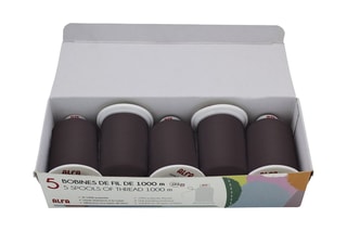 5 bobines de fil - 1000 m - Marron foncé